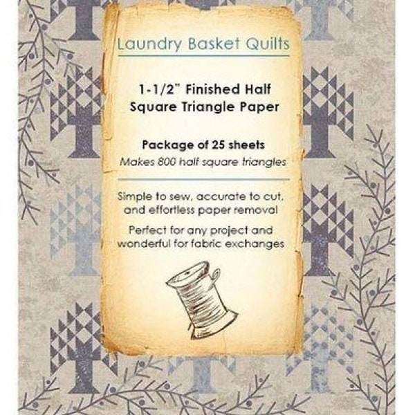 1-1/2" Finished Half Square Triangle Paper *Package of 25 Sheets* From: Laundry Basket Quilts LBQ-0231