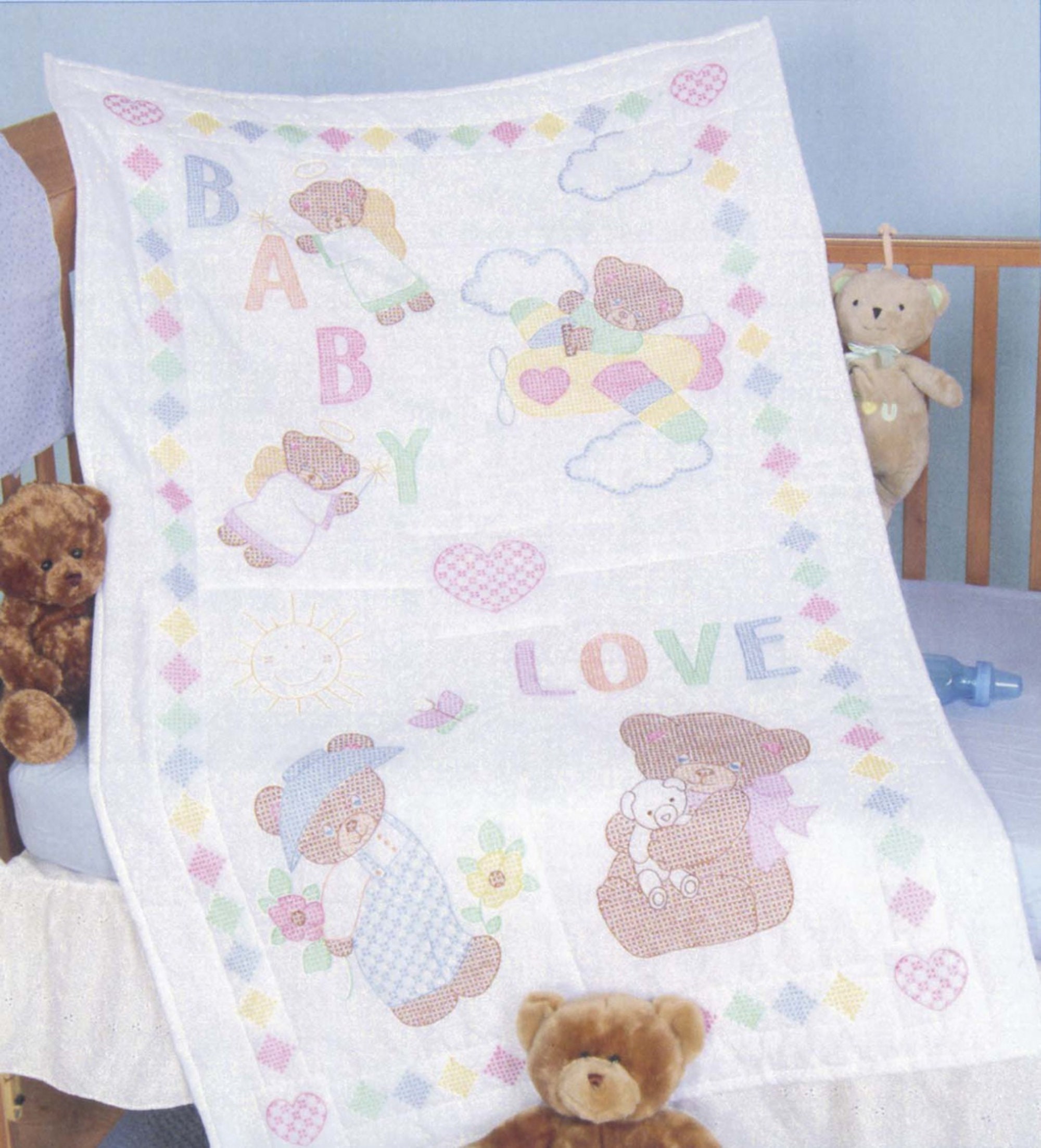 Baby by Herrschners on The Move Baby Quilt Stamped Cross-Stitch