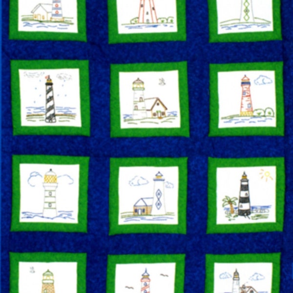 Lighthouses *Pre-Printed Cross Stitch & Embroidery Blocks* By: Jack Dempsey Needle Art  737-554