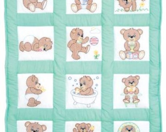Teddy Bear Nursery *Pre-Printed Cross Stitch & Embroidery Blocks* By: Jack Dempsey Needle Art 300-892