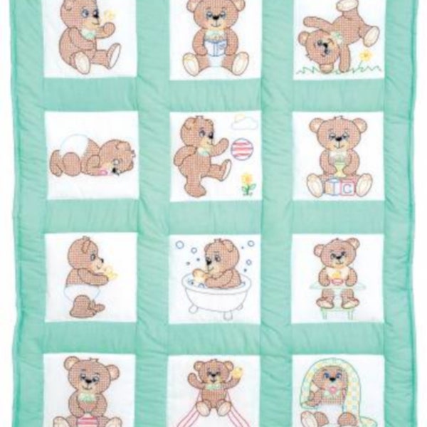 Teddy Bear Nursery *Pre-Printed Cross Stitch & Embroidery Blocks* By: Jack Dempsey Needle Art 300-892