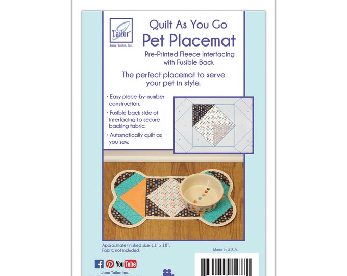 PET PLACEMAT *Preprinted Fleece Interfacing - Quilt as You Go Kit*  By: June Tailor Inc JT1438