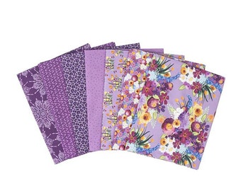 Floralicious *Lilac - 1-Yard Bundle* 7 Piece  By: Lila Tueller for Riley Blake Designs 1YD-13480L-7