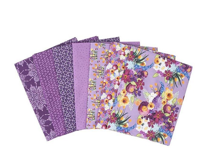 Floralicious *Lilac - 1-Yard Bundle* 7 Piece  By: Lila Tueller for Riley Blake Designs 1YD-13480L-7