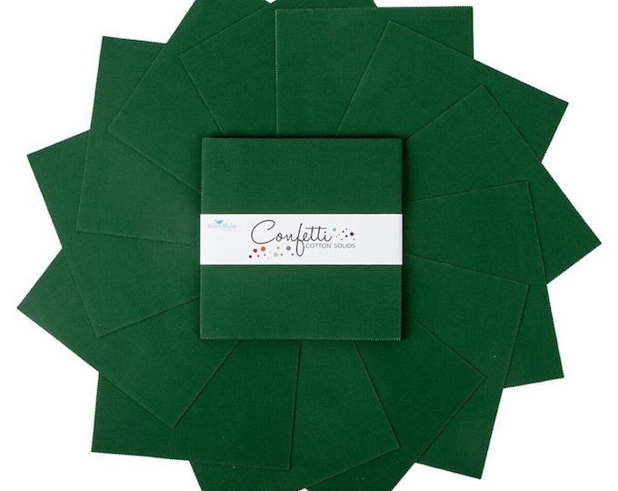 Christmas Green Confetti Cotton Solids *10 x 10 Layer Cake* 42 Pieces By: Riley Blake Designs 10-120-Christmas-42
