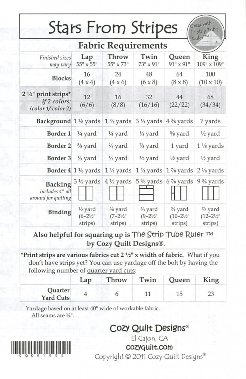 STARS From STRIPES quilt Pattern by Cozy Quilt Designs - Etsy