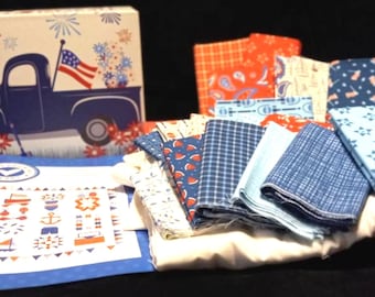 Summer Sampler Red White & Bang *Boxed Quilt Kit Fabric + Pattern* From: Riley Blake Designs  KT-11520