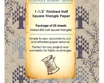 1-1/2" Half Square Triangle Paper *Layer Cake - Package of 40 Sheets* From: Laundry Basket Quilts LBQ-0528-X
