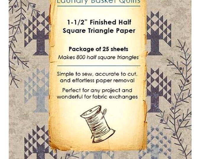 1-1/2" Half Square Triangle Paper *Layer Cake - Package of 40 Sheets* From: Laundry Basket Quilts LBQ-0528-X