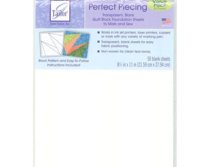Perfect Piecing Foundation Sheets (50 Sheets Transparent & Blank) JT-1420 By: June Tailer, Inc