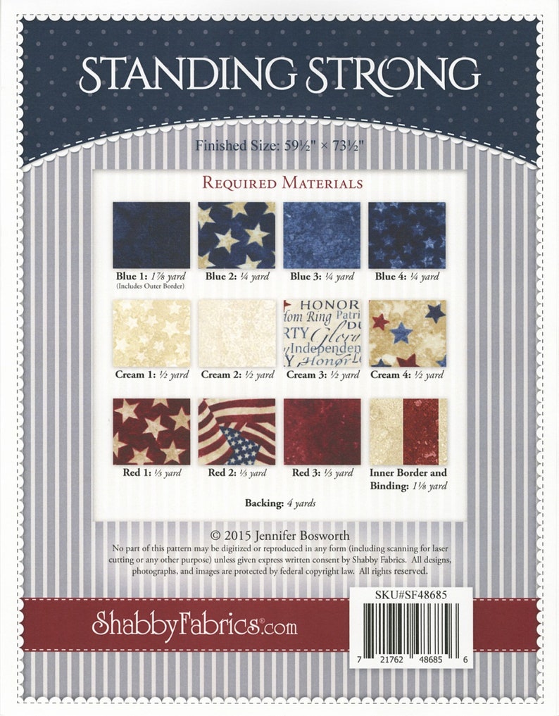 Standing Strong Quilts of Valor Pattern By: Jennifer Bosworth Shabby Fabrics image 2