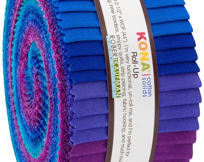 Peacock Palette - Kona Cotton Solids  *Jelly Roll - 40 Pieces* From: Kaufman Studios RU-770-40