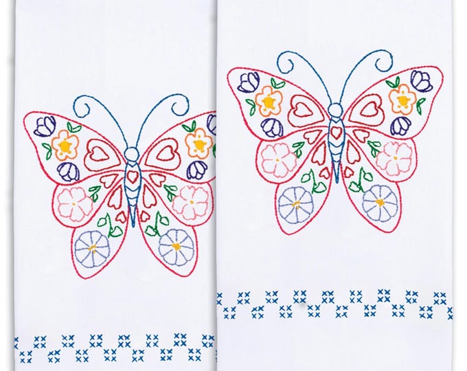 Butterfly *Pre-Printed Decorative Hand Towels Cross Embroidery* By: Jack Dempsey Needle Art 320-729