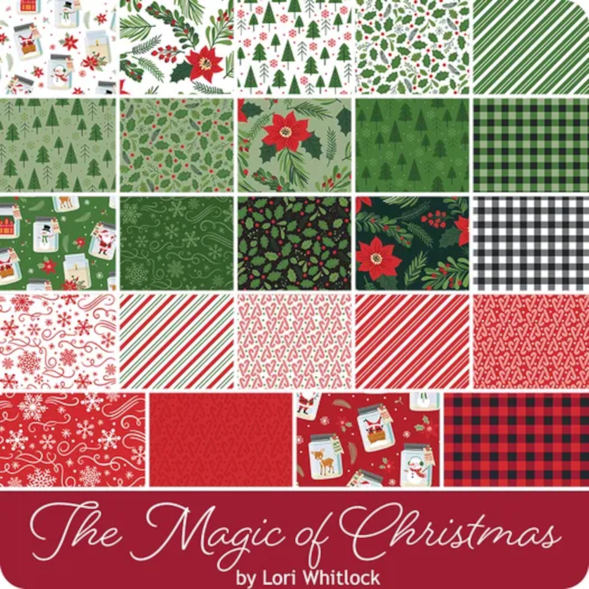 The Magic of Christmas 2.5 Inch Rolie Polie Jelly Roll 40 Pieces Riley  Blake Designs Precut Pre Cut Bundle Cotton Fabric 