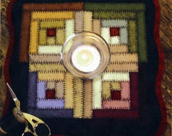 Log Cabin Candle Mat   *Little Stitches Kit* By: Barri Sue Gaudet of Bareroots   BR167