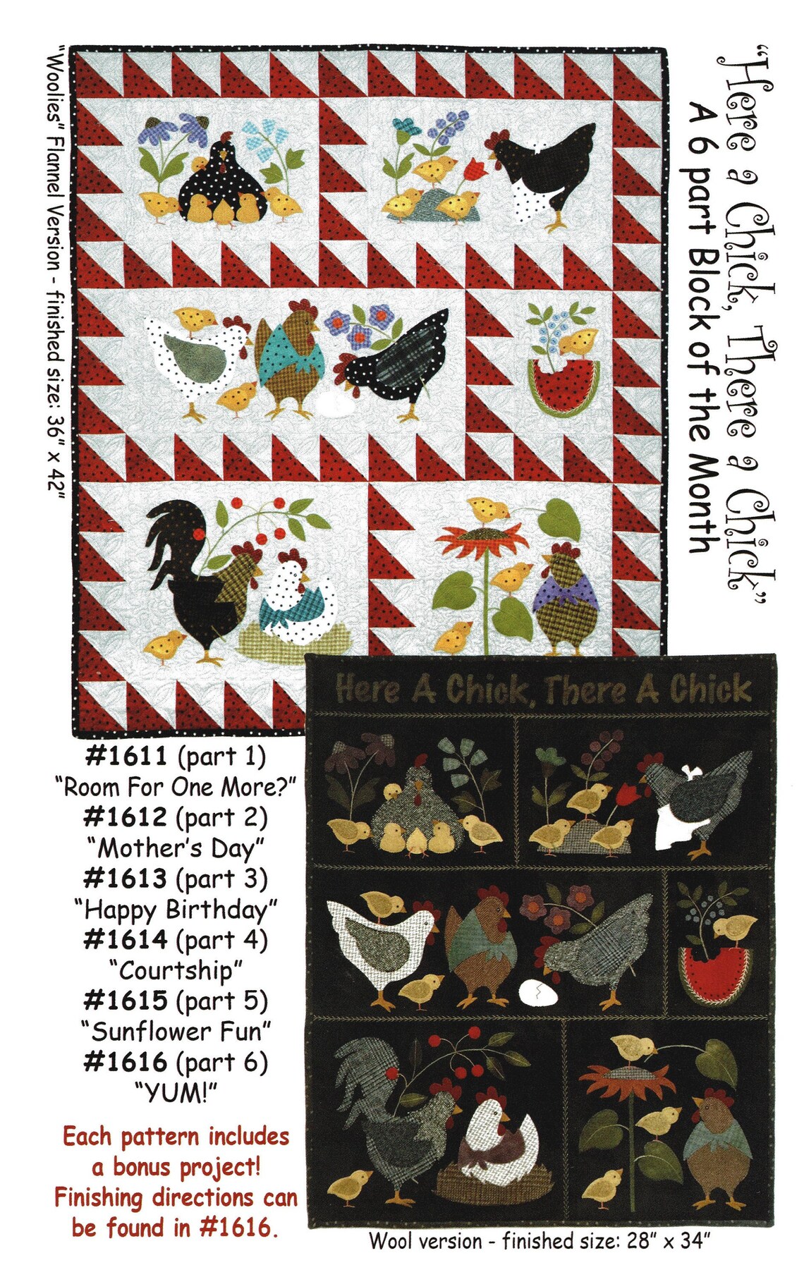 Block Chick Here A Chick, There A Chick *6-month Block of the Month Pattern Set* By ...
