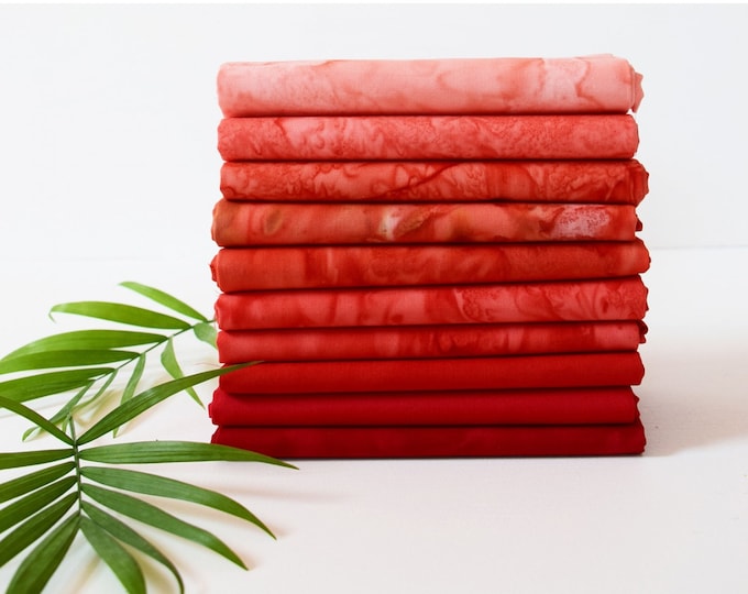 Lovable - Lava Solids Tonal Batiks - *Fat Quarter Bundle - 10 Pieces* From: Anthology Fabrics
