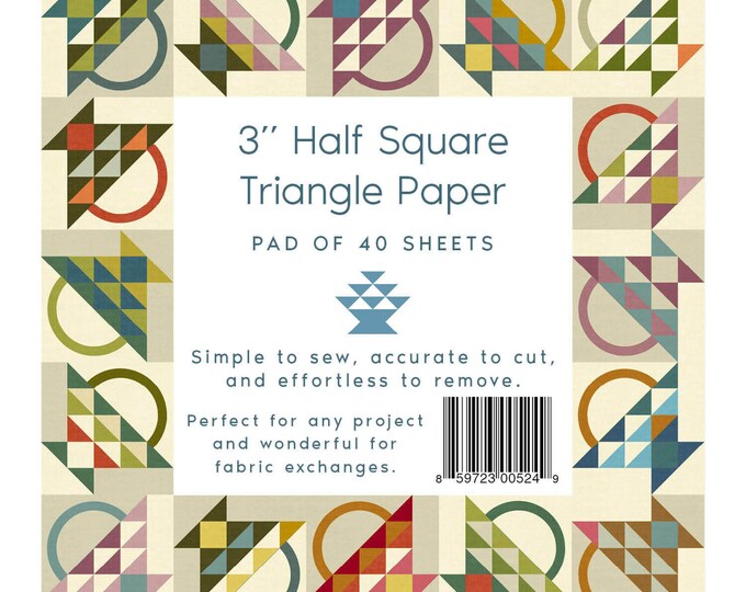3" Finished Half Square Triangle Paper*Charm Friendly *Package of 40 Sheets* From: Laundry Basket Quilts LBQ-0524-X
