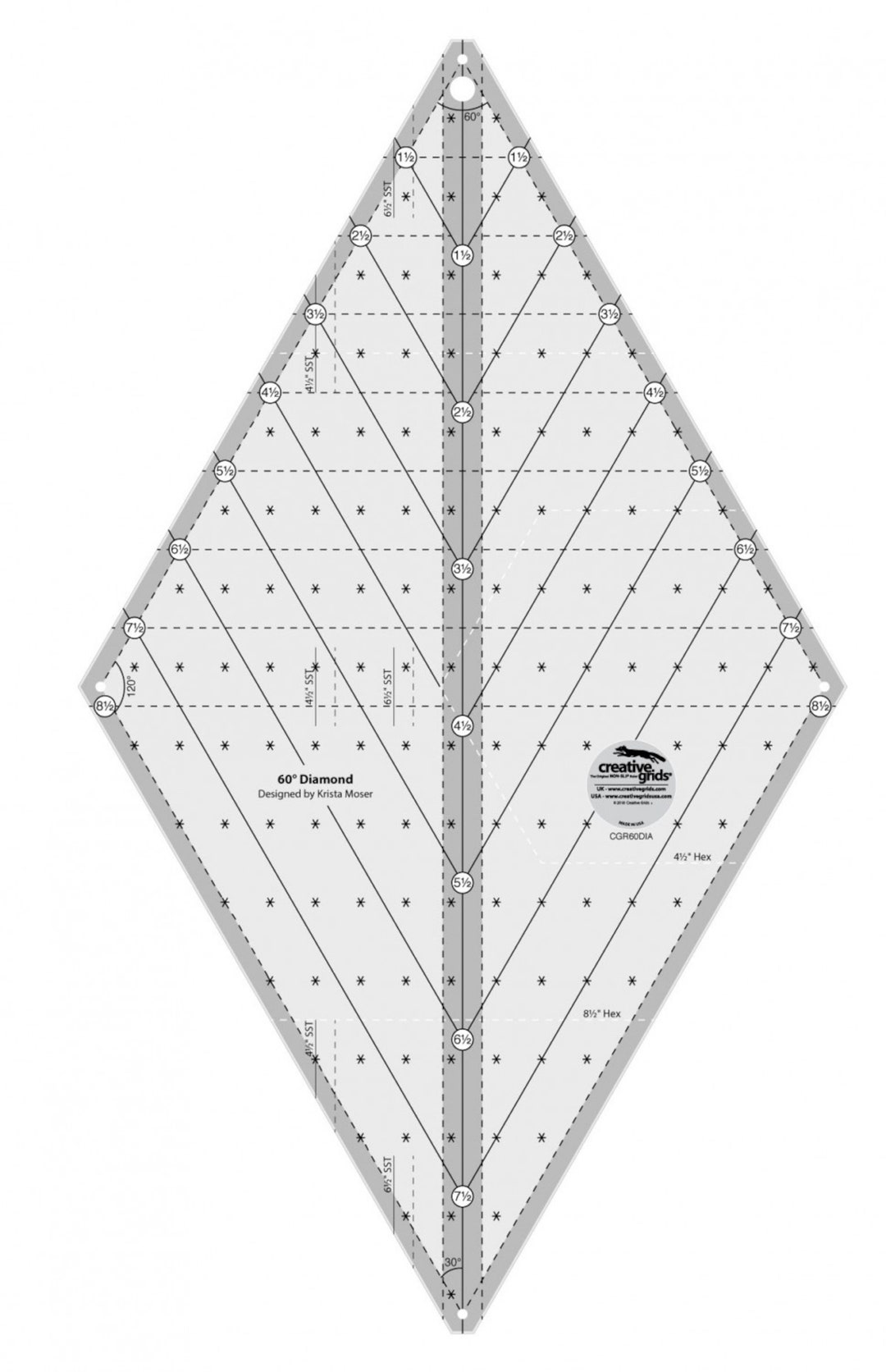 60 Degree - DIAMOND Ruler *acrylic Template/ruler* By: Creative Grids # ...