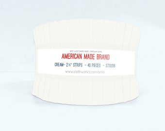 Cream Color Fabric  - American Made Brand  *2 1/2" Strips  - 40 - Pieces* From: Clothworks ST0206