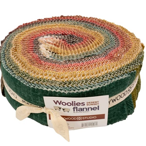 Desert Sunset-Woolies Flannel  *Jelly Roll - 40 Pieces* By: Bonnie Sullivan & Maywood Studio ST-MASWOF-DES