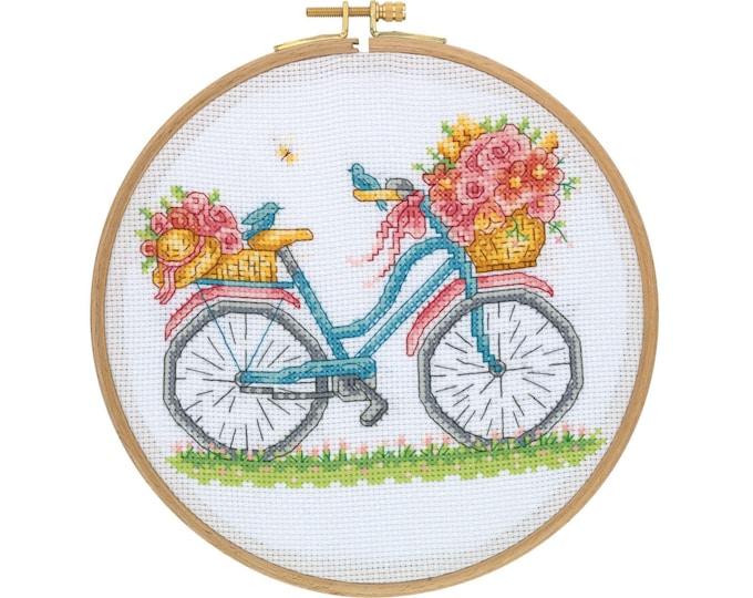 Bicycle With Flowers *Cross Stitch Kit* with Wooden Hoop Code CCS01  From: TUVA