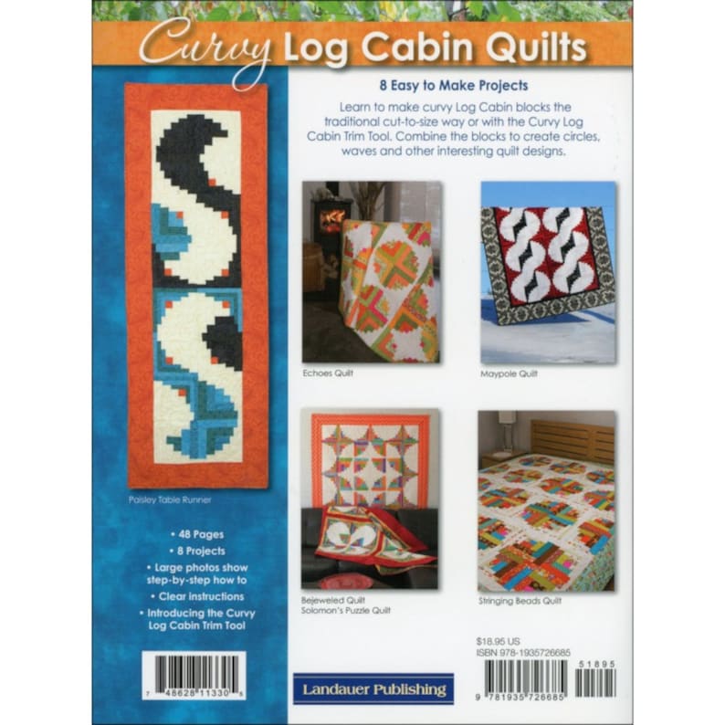 Curvy Log Cabin Quilts Quilt Pattern Book By Jean Ann Etsy