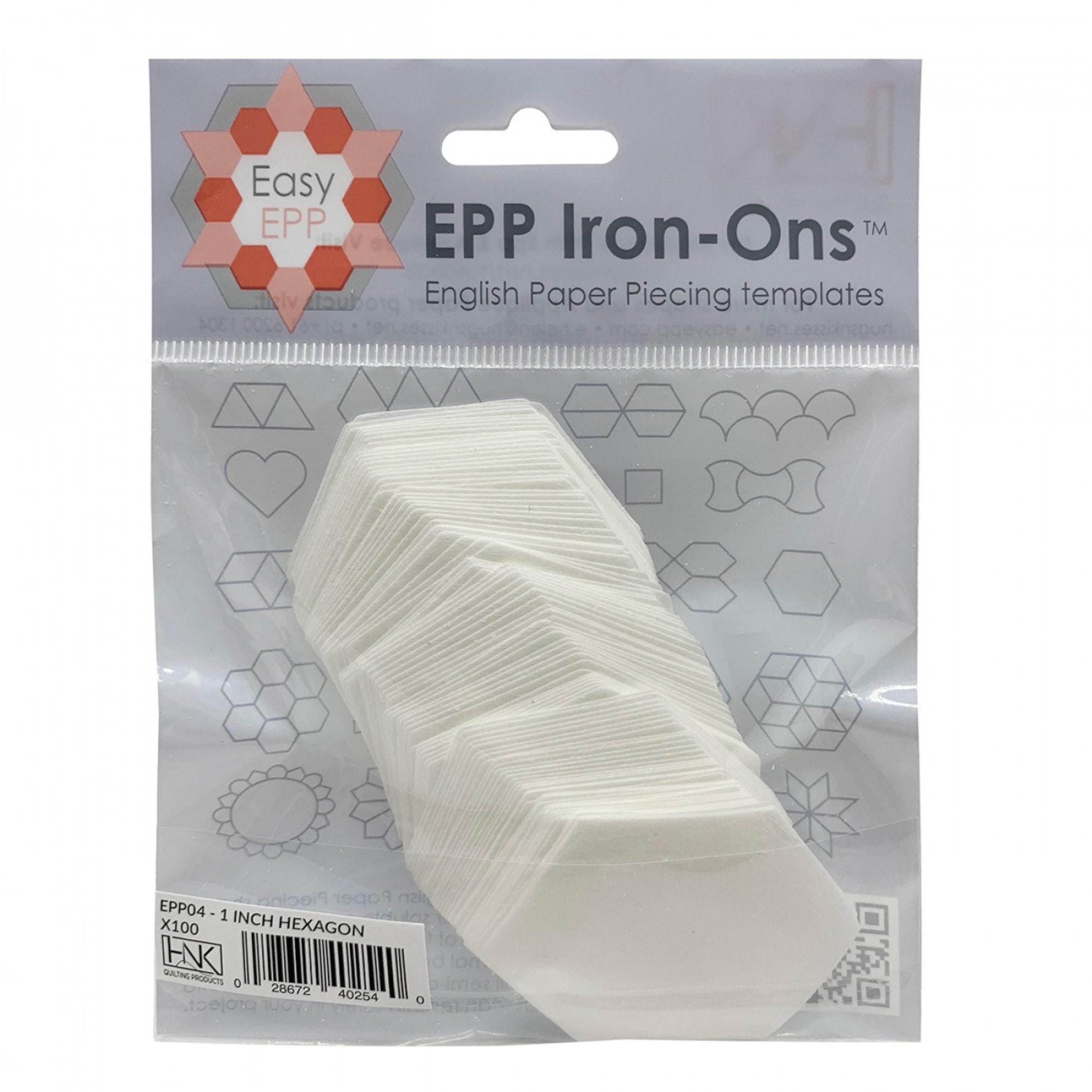 EPP Iron-Ons English Paper Piecing Templates *1 Hexagon - 100 pieces* By:  Hugs 'n Kisses