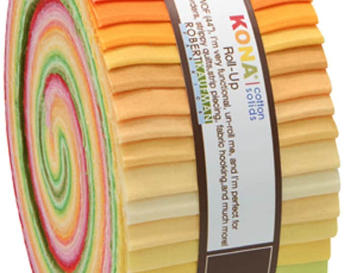 Sunrise Colorstory - Kona Cotton Solids *Jelly Roll - 43 Pieces* From: Kaufman Studios