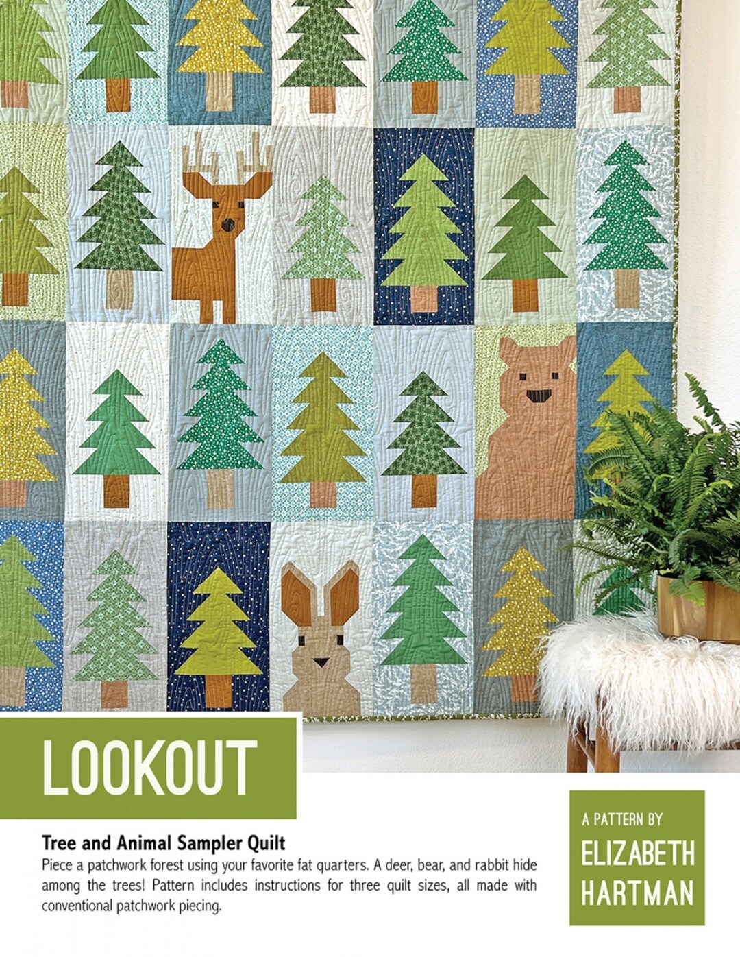 Lookout tree and Animal Sampler Quilt Pattern By Elizabeth Hartman EH