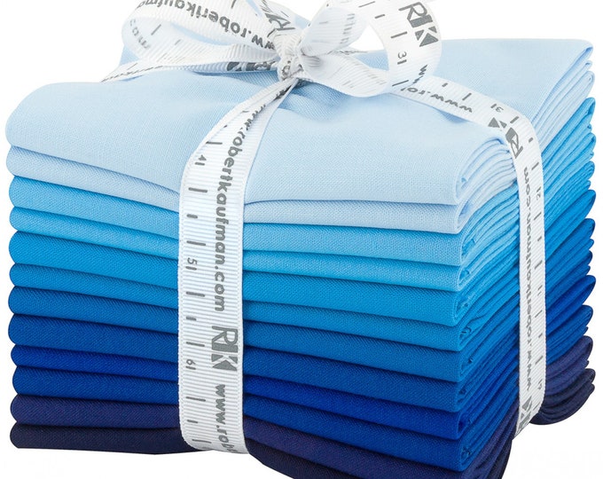 Waterfall Palette - Kona Cotton Solids - *Fat Quarter Bundle - 12 Pieces* From: Kaufman Studios FQ-1381-12