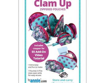 Clam Up *Zippered Pouches - Sewing Pattern* From: by Annie PBA275