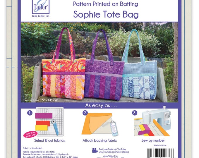 Sophie Tote - Quilt as You Go Kit - Sew by number pattern printed on batting   By: June Tailor Inc JT1476