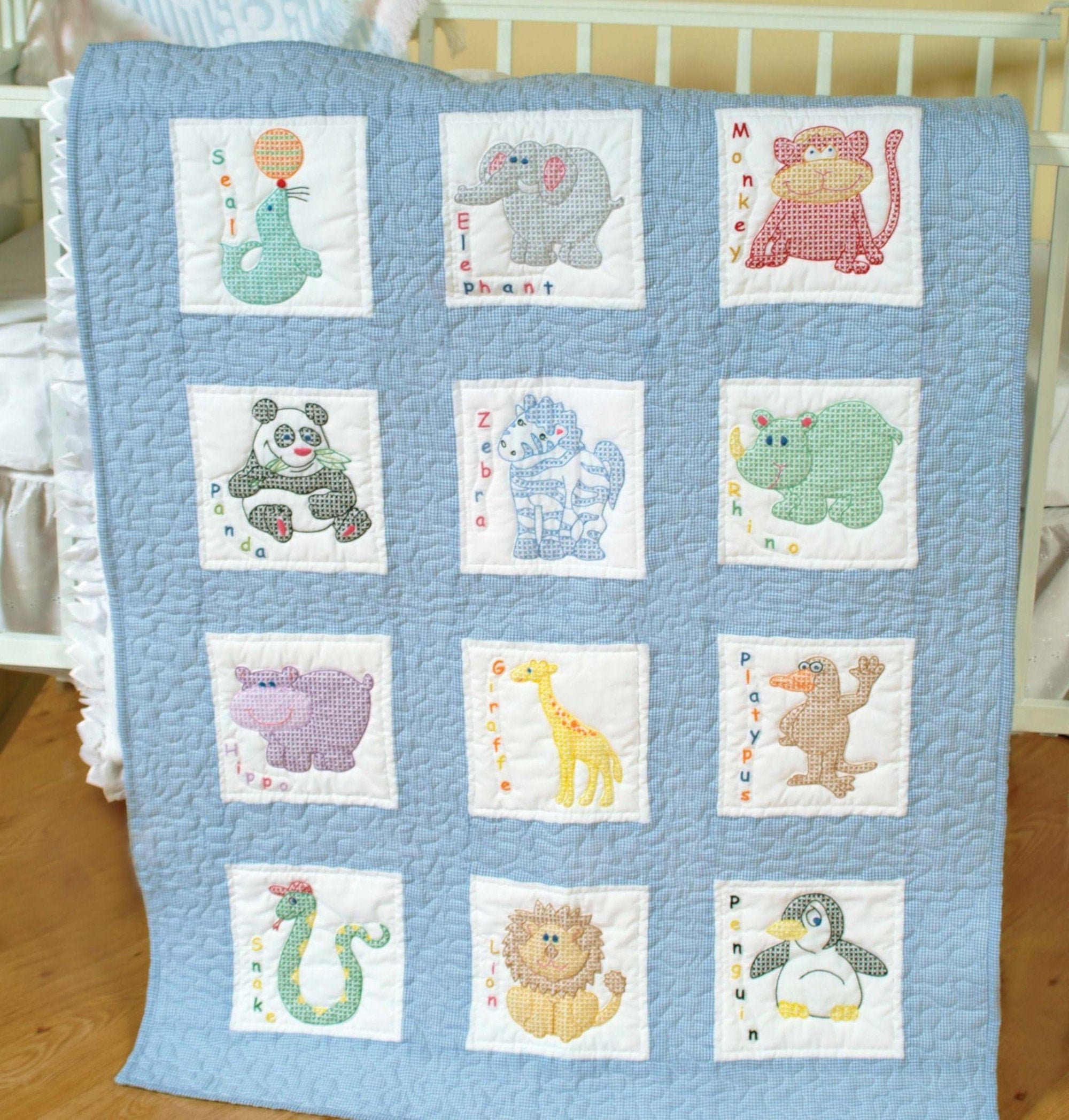 CHILDREN S ZOO nursery Quilt Blocks Cross Stitch Hand Embroidery