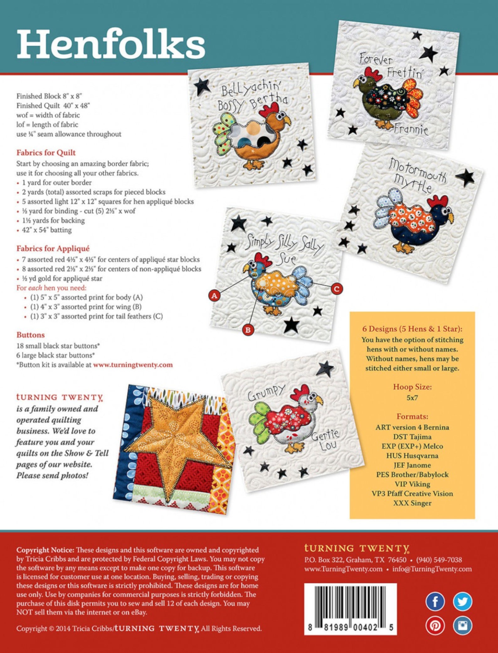 HENFOLKS Machine Embroidery CD Pattern By Turning Twenty Etsy