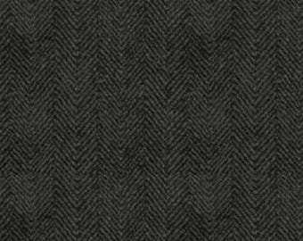 Grey Black Herringbone Flannel Holly Jolly *By The 1/2 Yard* From: B Sullivan Maywood Studios MASF10841-K4