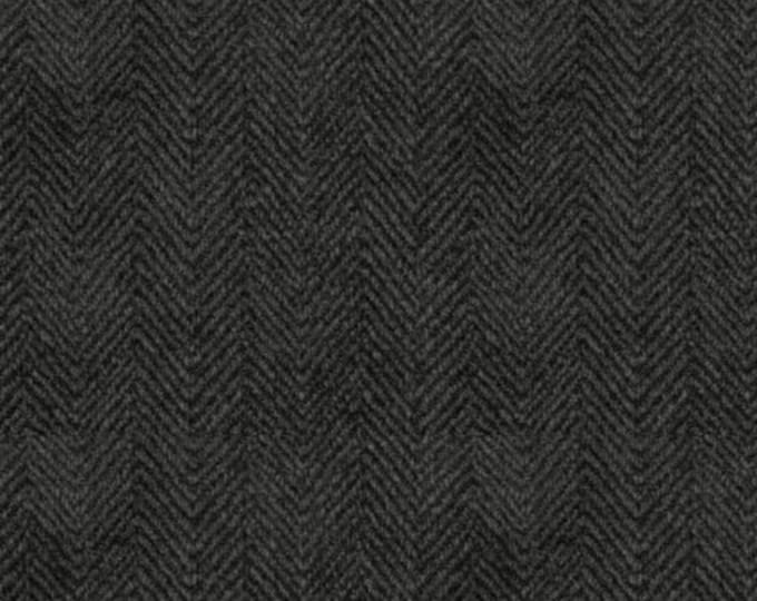 Grey Black Herringbone Flannel Holly Jolly *By The 1/2 Yard* From: B Sullivan Maywood Studios MASF10841-K4
