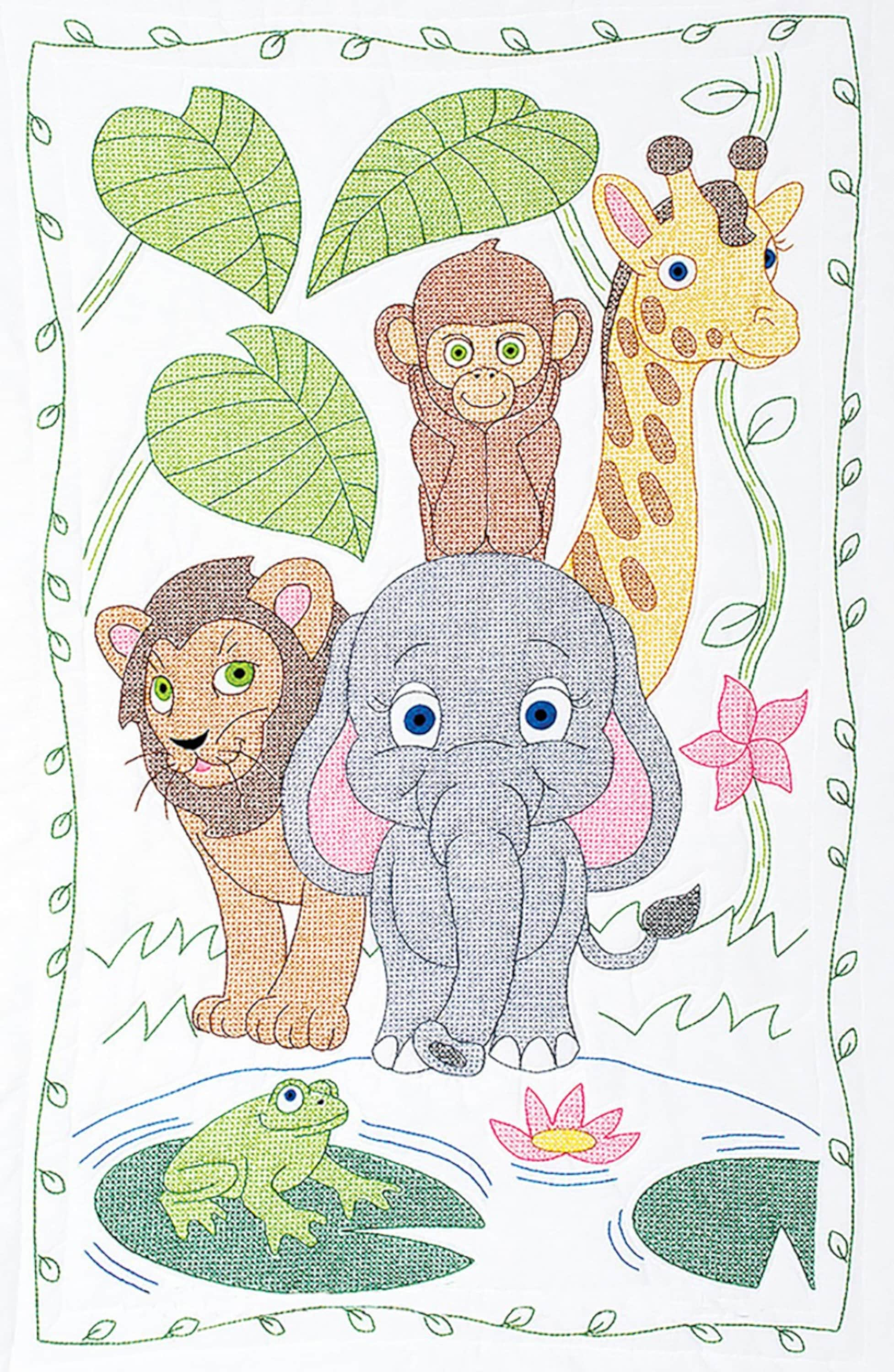 Dimensions Elephant ABC Quilt Stamped Cross Stitch Kit 34x43 New Baby Open  Box