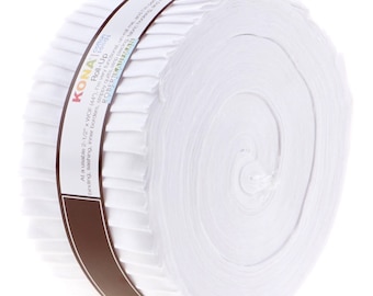 White Colorstory -  Kona Cotton Solids *Jelly Roll - 40 Pieces* From: Robert Kaufman Fabrics RU-190-40
