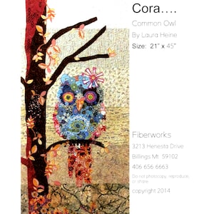 Cora...Common Owl *Collage Quilt Pattern*  By: Laura Heine - Fiberworks