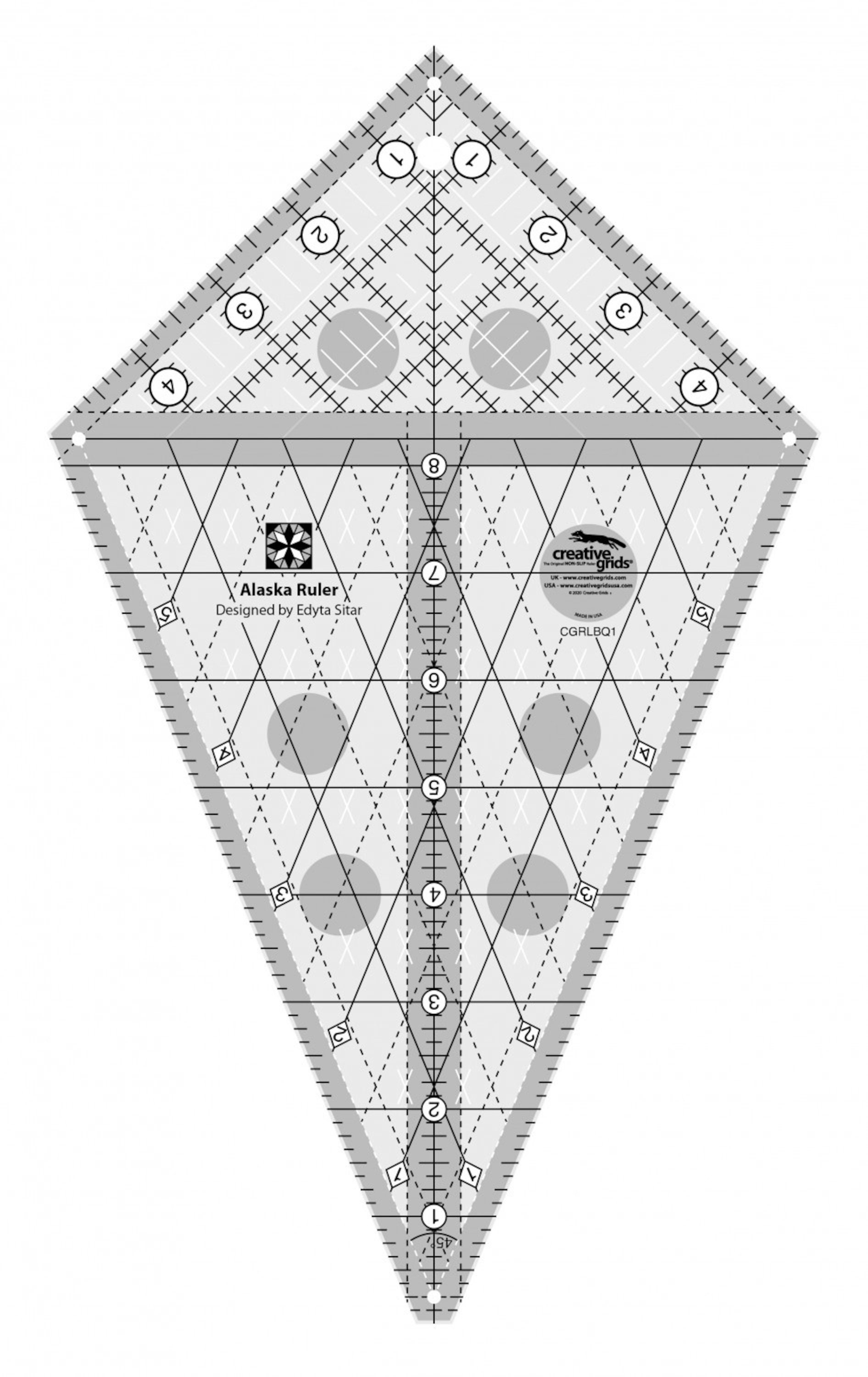 Creative Grids Left Handed Quilt Ruler 6-1/2in Square