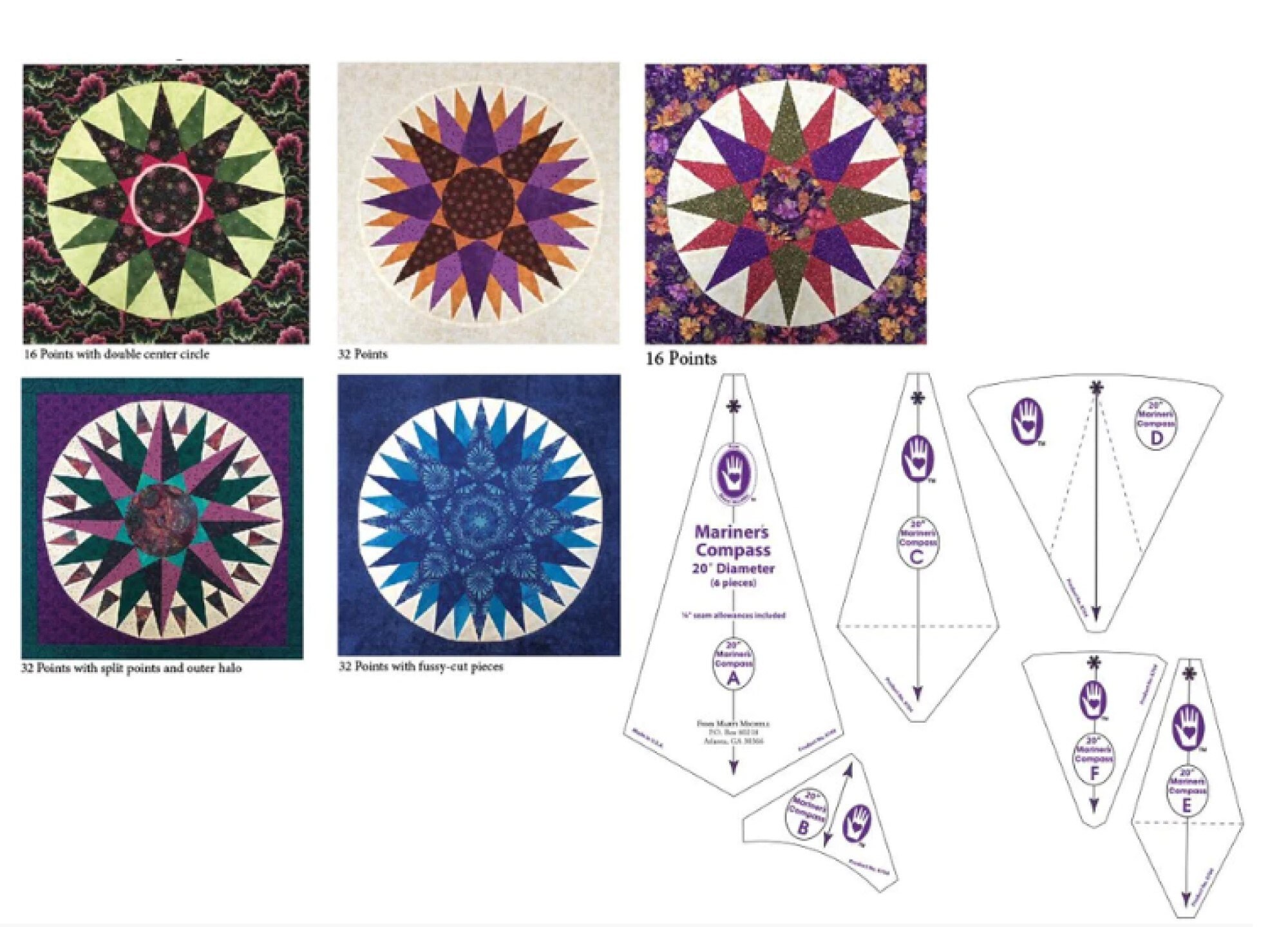 20 Mariner's Compass template Set &amp; Pattern By: - Etsy
