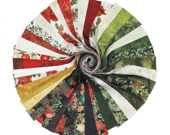 Jingle Pop - GOLD -  *2 1/2" Jelly Roll* 40 - Strips From:  Hoffman Fabrics JP11-47-Gold