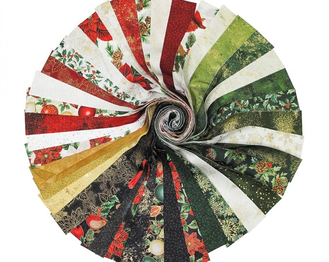 Jingle Pop - GOLD -  *2 1/2" Jelly Roll* 40 - Strips From:  Hoffman Fabrics JP11-47-Gold