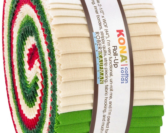 Holiday Palette - Kona Cotton Solids -  *Jelly Roll - 40 Pieces* From: Kaufman Studios