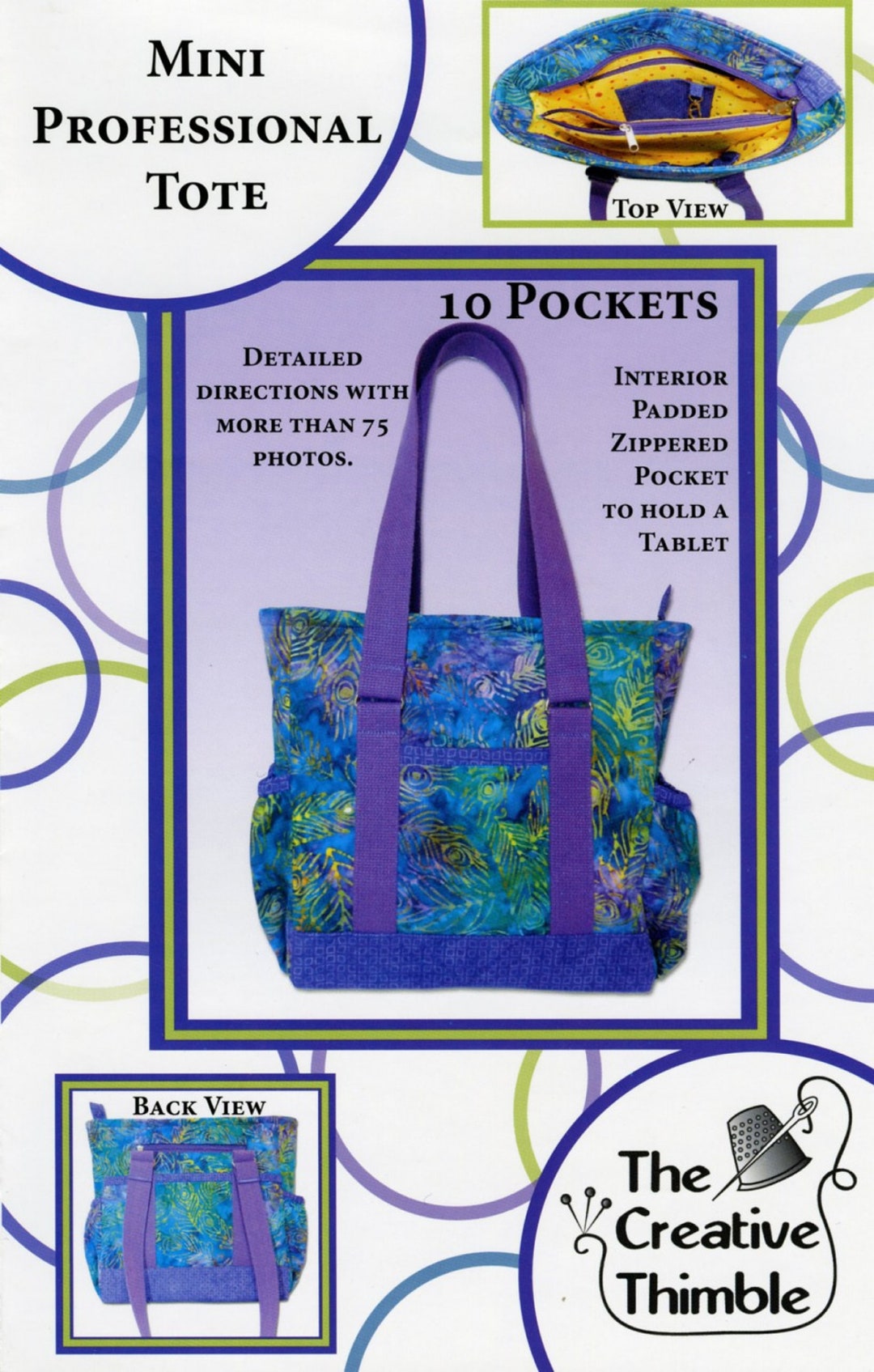Mini Professional Tote sewing Pattern From the Creative Thimble Etsy