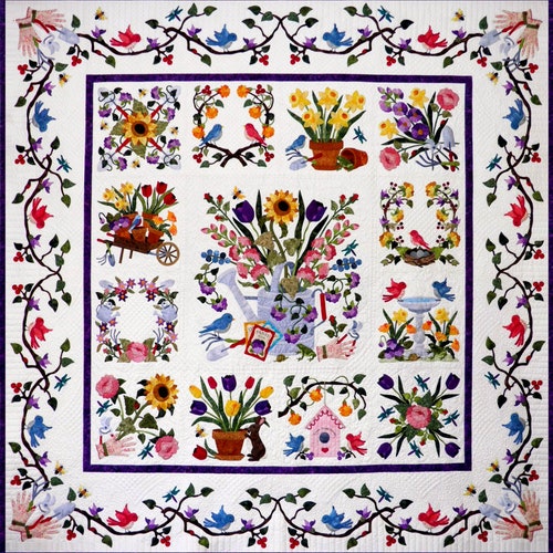 Baltimore Spring *12-Month Block of the Month Applique Quilt Pattern - Complete Set* By: Pearl P Pereira - P3 Designs