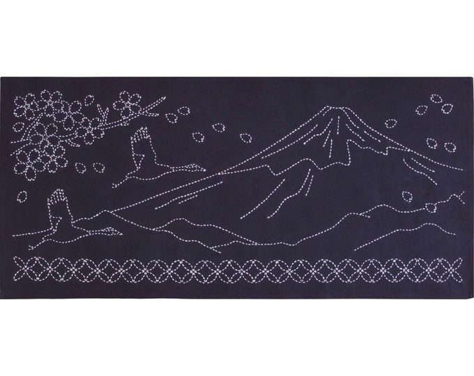 Mt Fuji  *A Sashiko Table Runner Embroidery Kit* By: Hitomi Fujita for QH Textiles