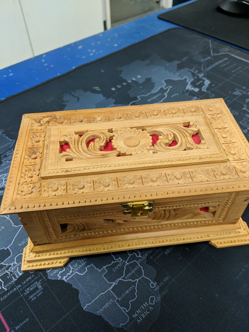 Chiseled Indian Jewelry Holder Handcrafted Sandlewood Jewelry Holder