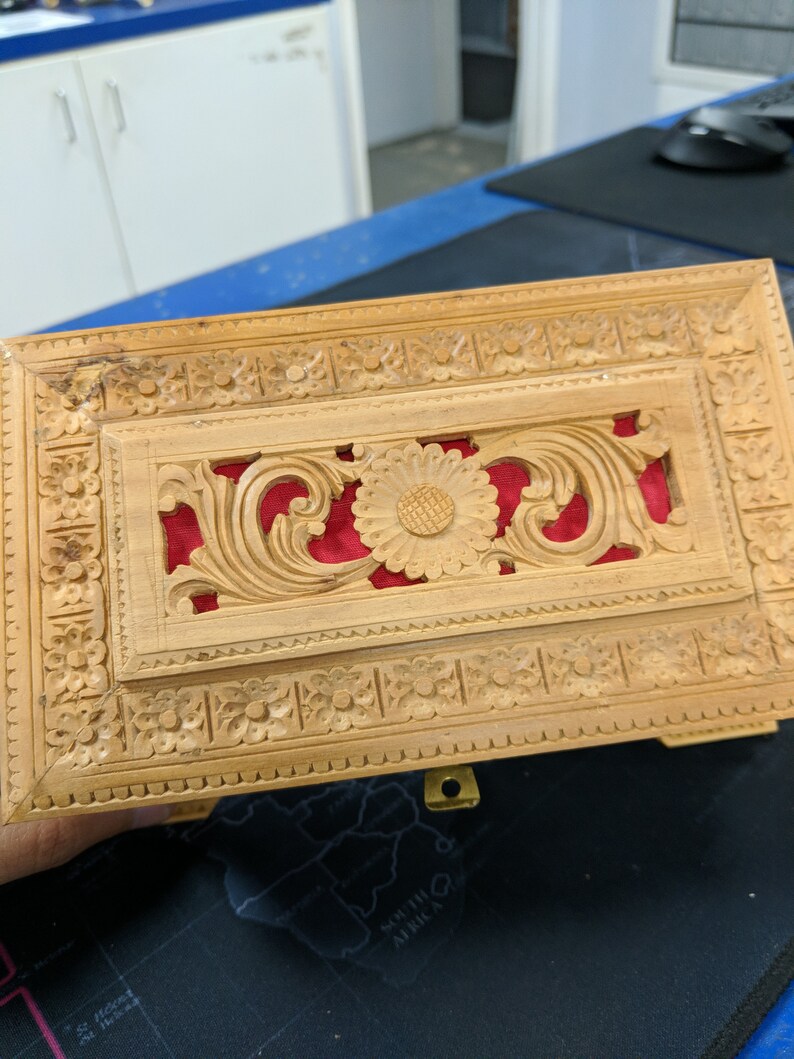 Chiseled Indian Jewelry Holder Handcrafted Sandlewood Jewelry Holder